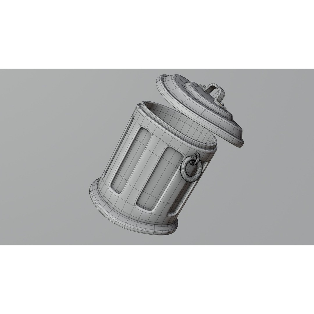 Realistic Metal Trash Can 3D Model – Game Ready Urban Prop, FBX, OBJ - View 10