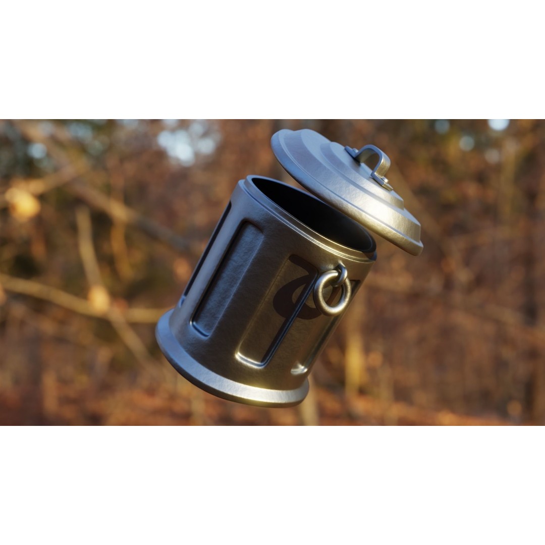 Realistic Metal Trash Can 3D Model – Game Ready Urban Prop, FBX, OBJ - View 4