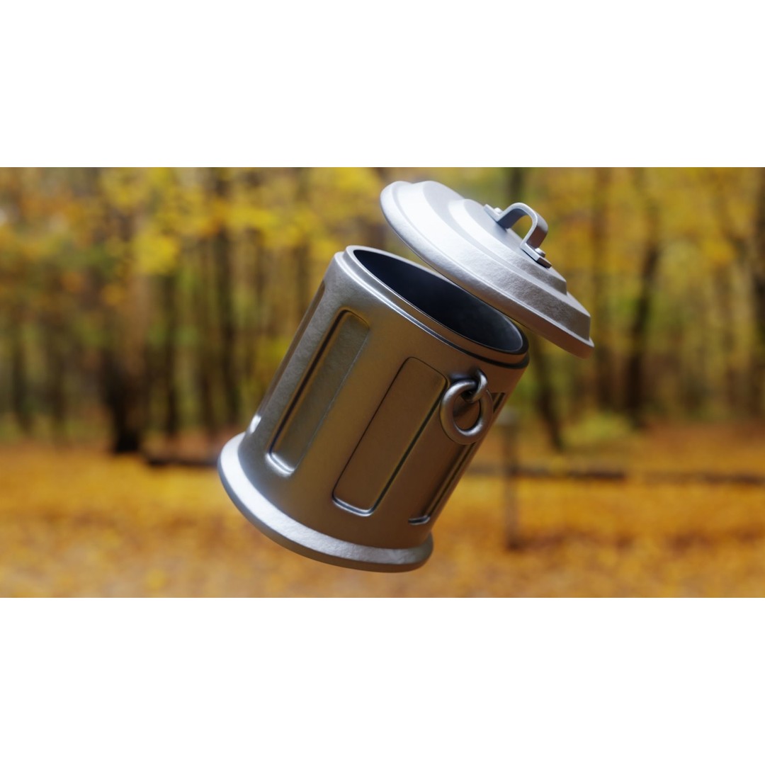 Realistic Metal Trash Can 3D Model – Game Ready Urban Prop, FBX, OBJ - View 5