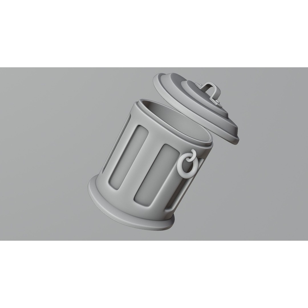 Realistic Metal Trash Can 3D Model – Game Ready Urban Prop, FBX, OBJ - View 9