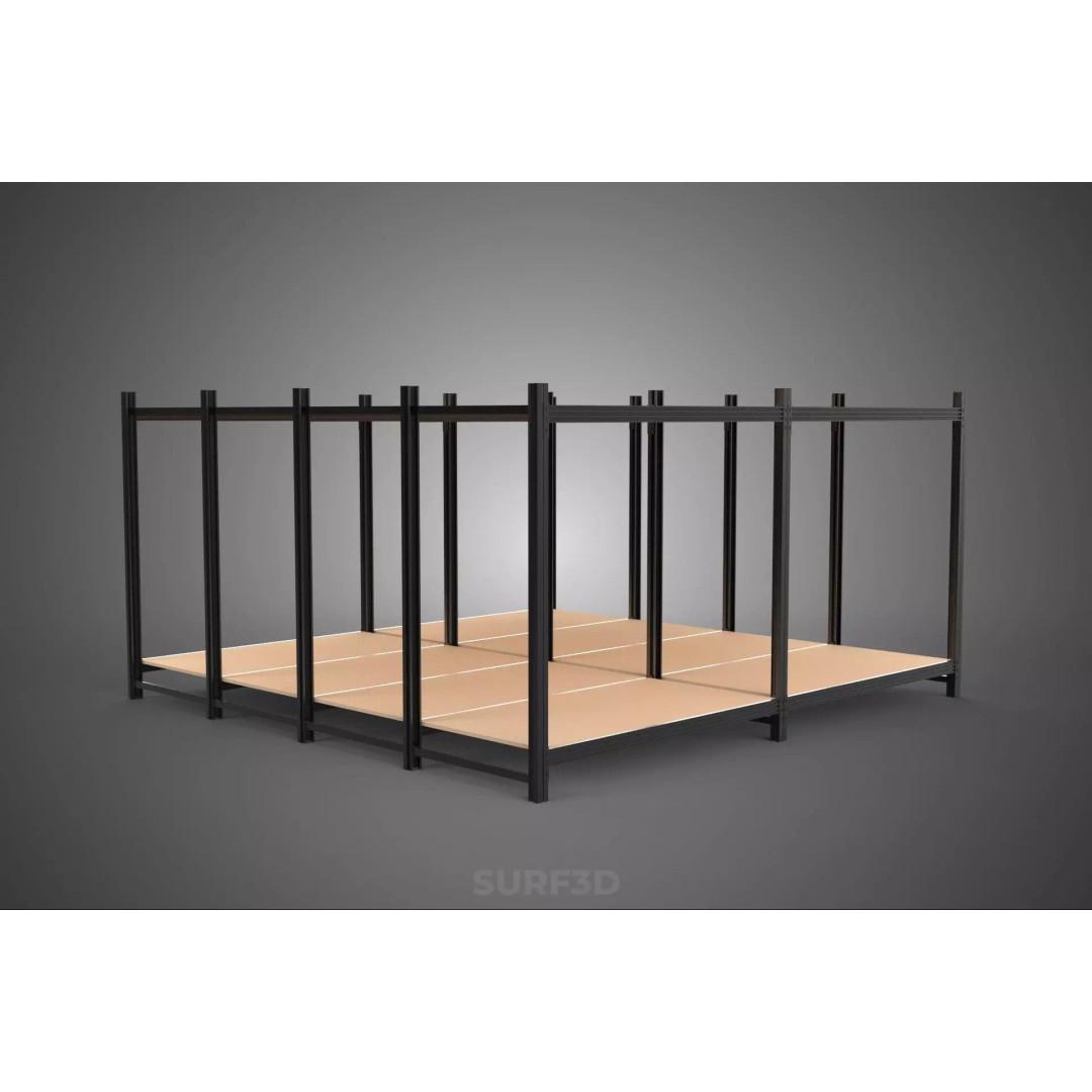 Modular Display Frame Warehouse Shelving Storage Rack 3D Model – Wood & Metal Structure, PBR - View 13