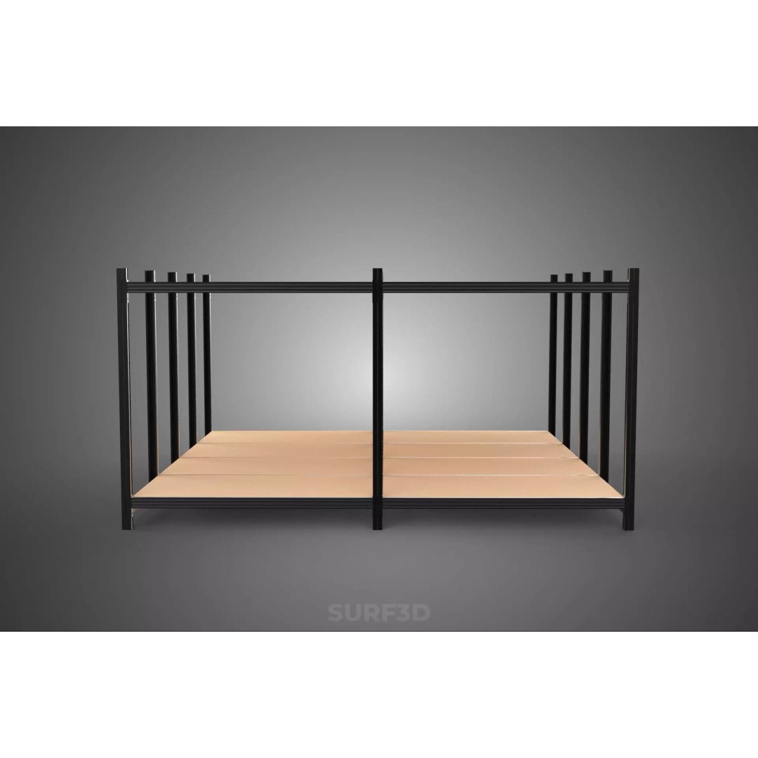Modular Display Frame Warehouse Shelving Storage Rack 3D Model – Wood & Metal Structure, PBR - View 14