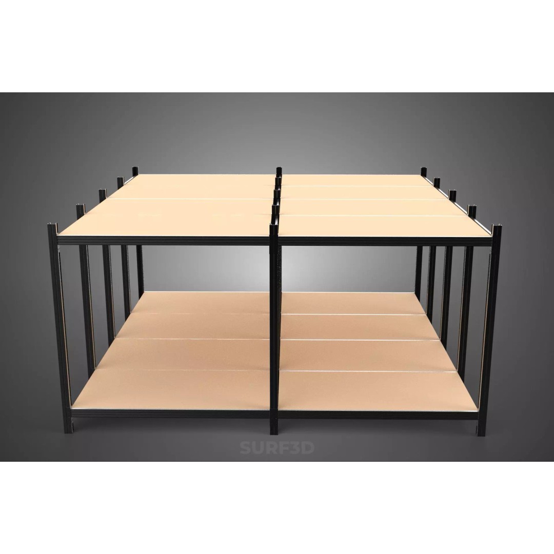 Modular Display Frame Warehouse Shelving Storage Rack 3D Model – Wood & Metal Structure, PBR - View 15