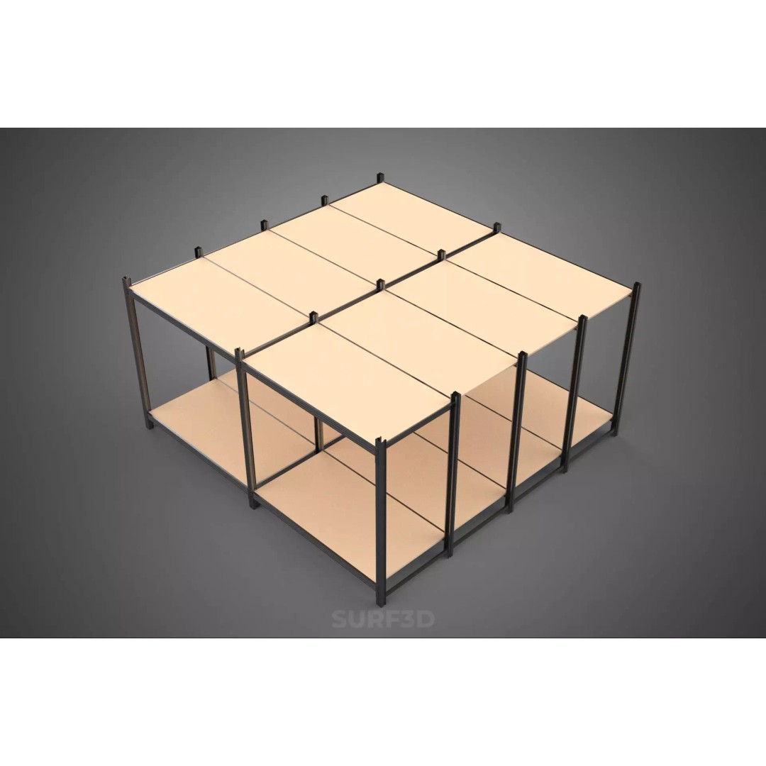 Modular Display Frame Warehouse Shelving Storage Rack 3D Model – Wood & Metal Structure, PBR - View 17