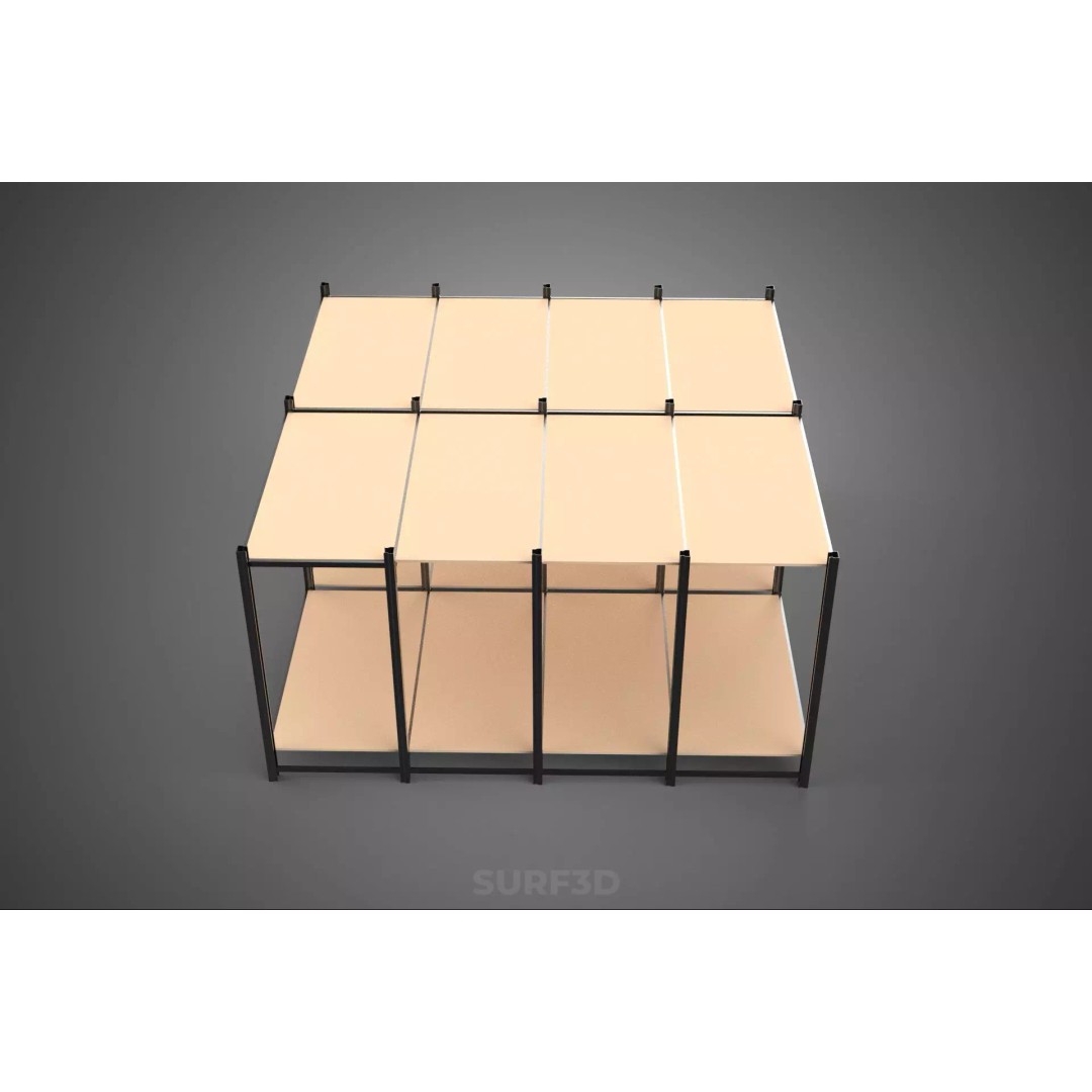 Modular Display Frame Warehouse Shelving Storage Rack 3D Model – Wood & Metal Structure, PBR - View 19