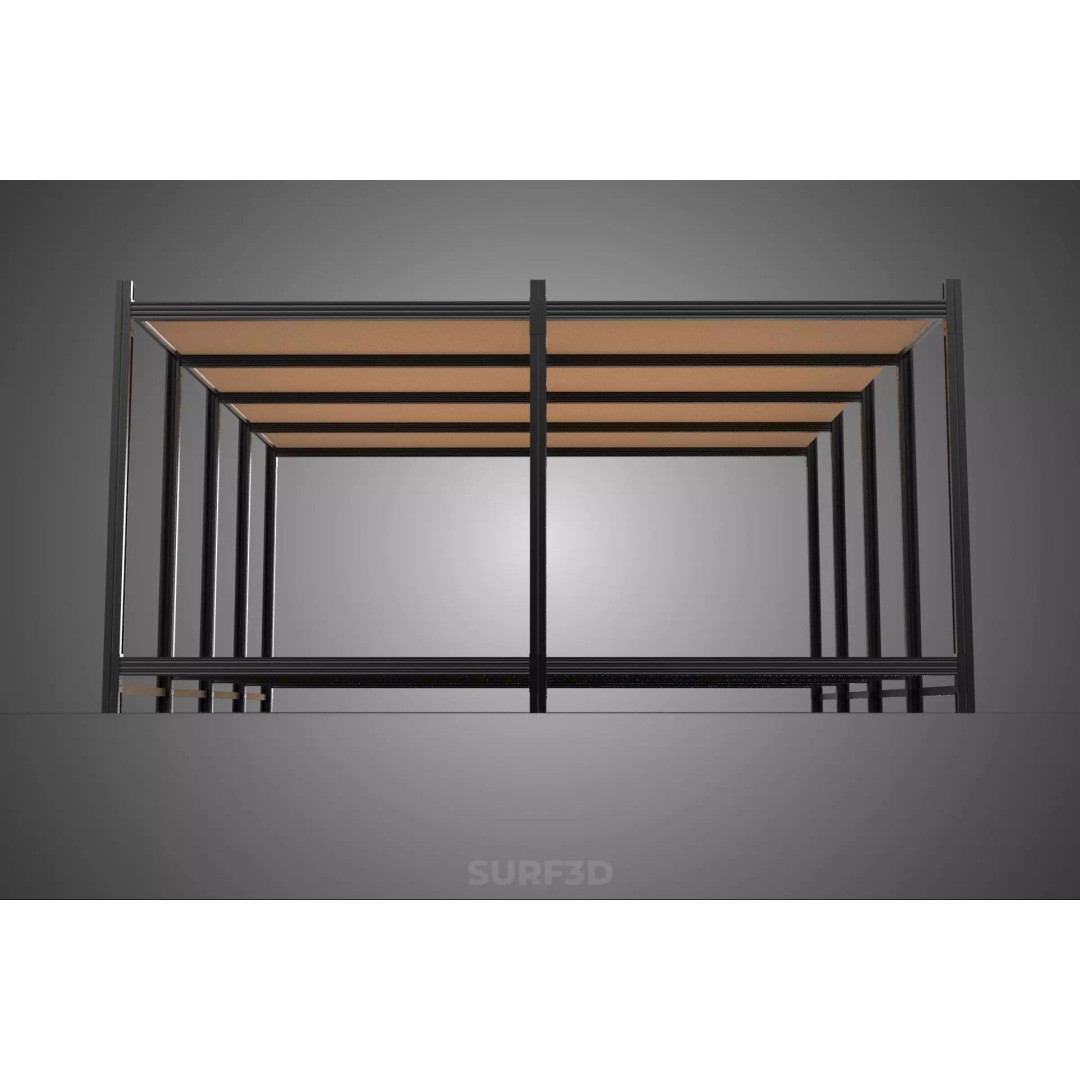 Modular Display Frame Warehouse Shelving Storage Rack 3D Model – Wood & Metal Structure, PBR - View 22