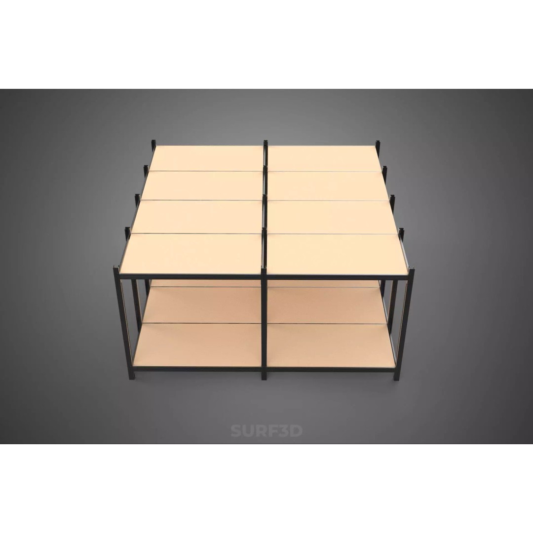 Modular Display Frame Warehouse Shelving Storage Rack 3D Model – Wood & Metal Structure, PBR - View 23