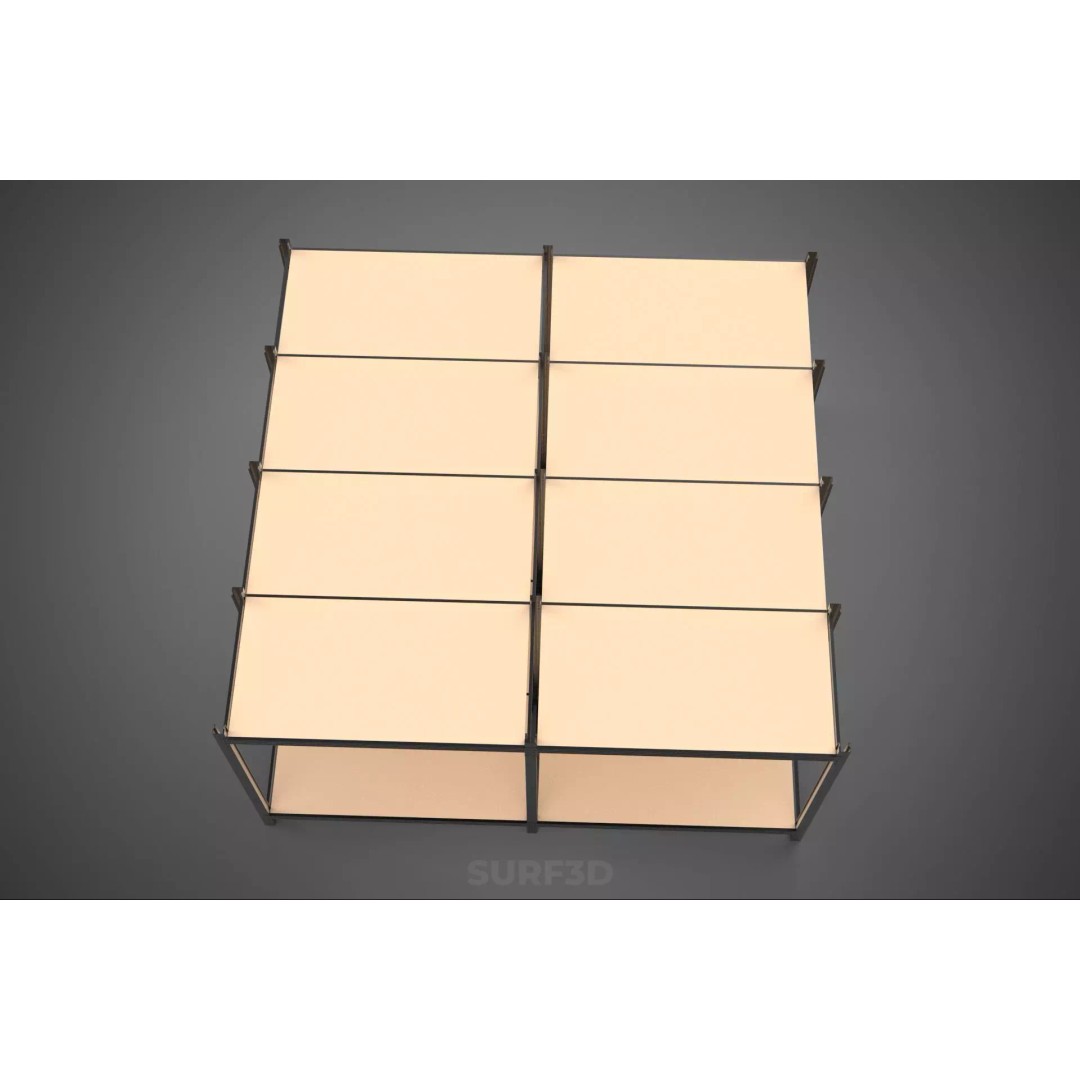 Modular Display Frame Warehouse Shelving Storage Rack 3D Model – Wood & Metal Structure, PBR - View 24