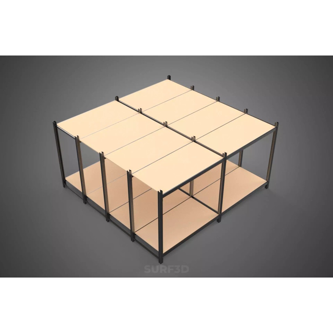 Modular Display Frame Warehouse Shelving Storage Rack 3D Model – Wood & Metal Structure, PBR - View 25