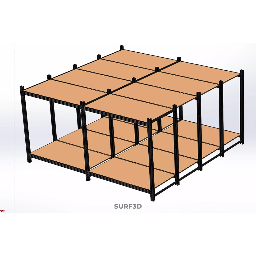 Modular Display Frame Warehouse Shelving Storage Rack 3D Model – Wood & Metal Structure, PBR - View 29