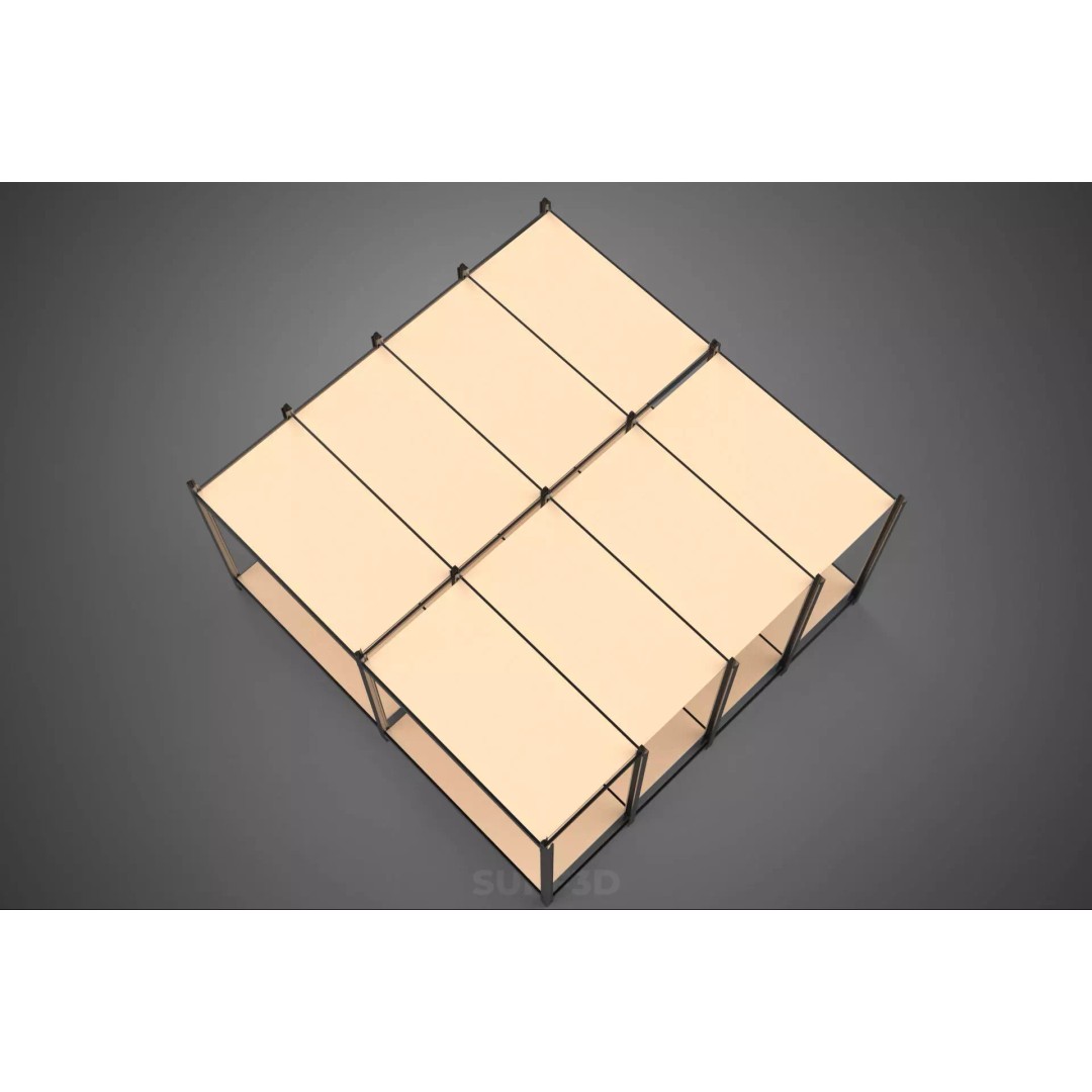 Modular Display Frame Warehouse Shelving Storage Rack 3D Model – Wood & Metal Structure, PBR - View 7