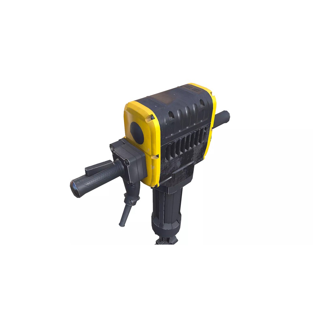 Jackhammer 3D Model – Low Poly PBR Game Asset, FBX, OBJ, Blender - View 8