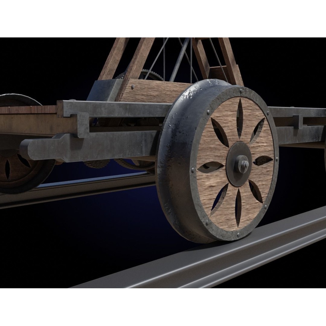 Old Wooden Handcar 3D Model – Low Poly Game Asset, FBX, PBR Textures - View 10