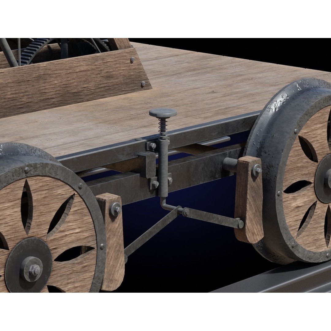 Old Wooden Handcar 3D Model – Low Poly Game Asset, FBX, PBR Textures - View 5
