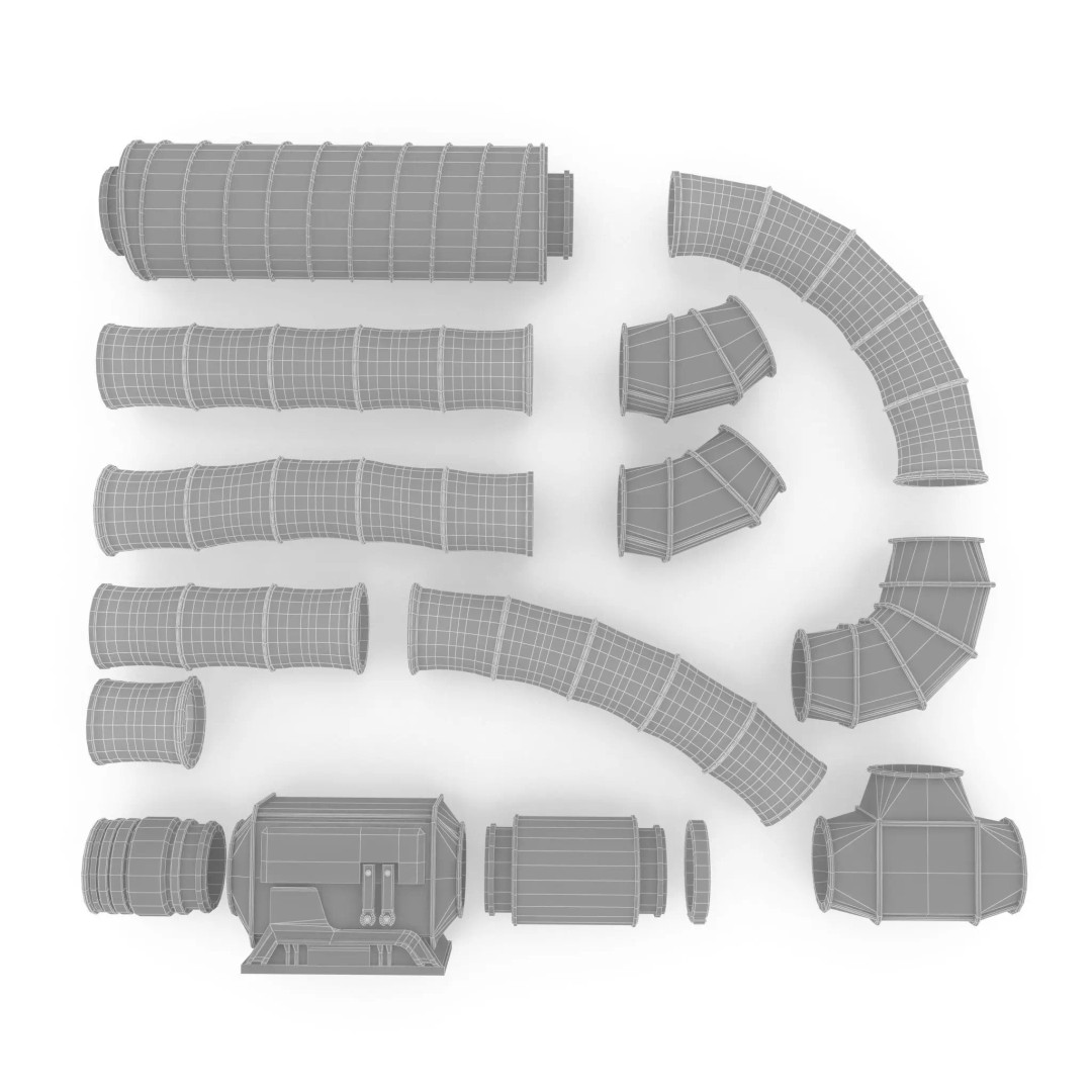 Sci-Fi Ventilation System 3D Model – Low Poly PBR Asset, FBX