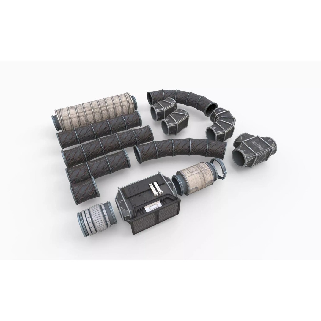 Sci-Fi Ventilation System 3D Model – Low Poly PBR Asset, FBX - View 3