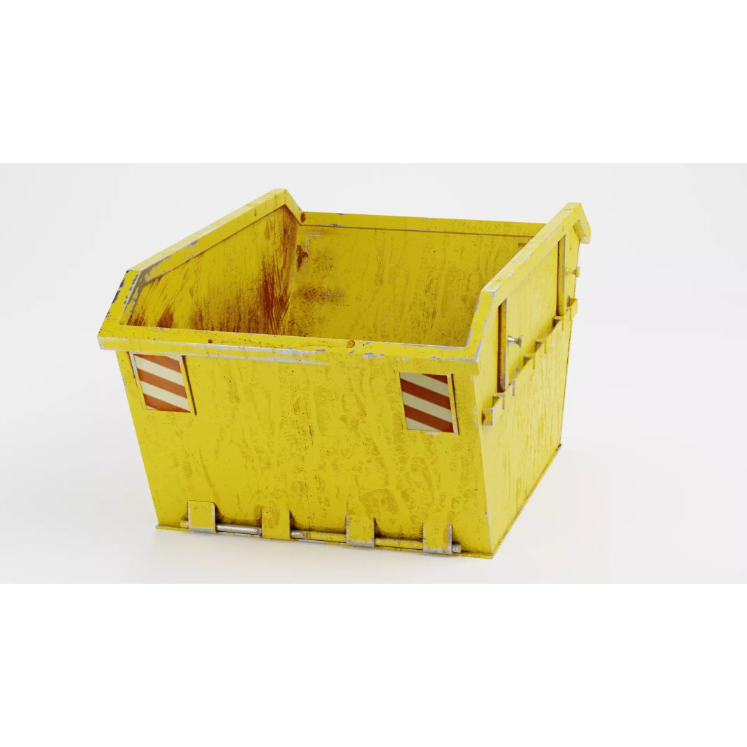 Worn Industrial Skip Container 3D Model – Realistic PBR Asset, Blender - View 2
