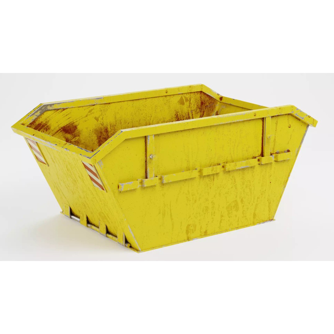 Worn Industrial Skip Container 3D Model – Realistic PBR Asset, Blender - View 3