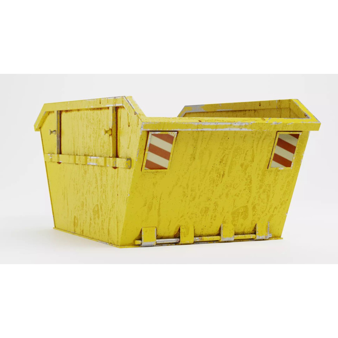 Worn Industrial Skip Container 3D Model – Realistic PBR Asset, Blender - View 4