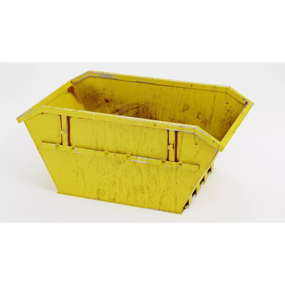 Worn Industrial Skip Container 3D Model – Realistic PBR Asset, Blender - View 5
