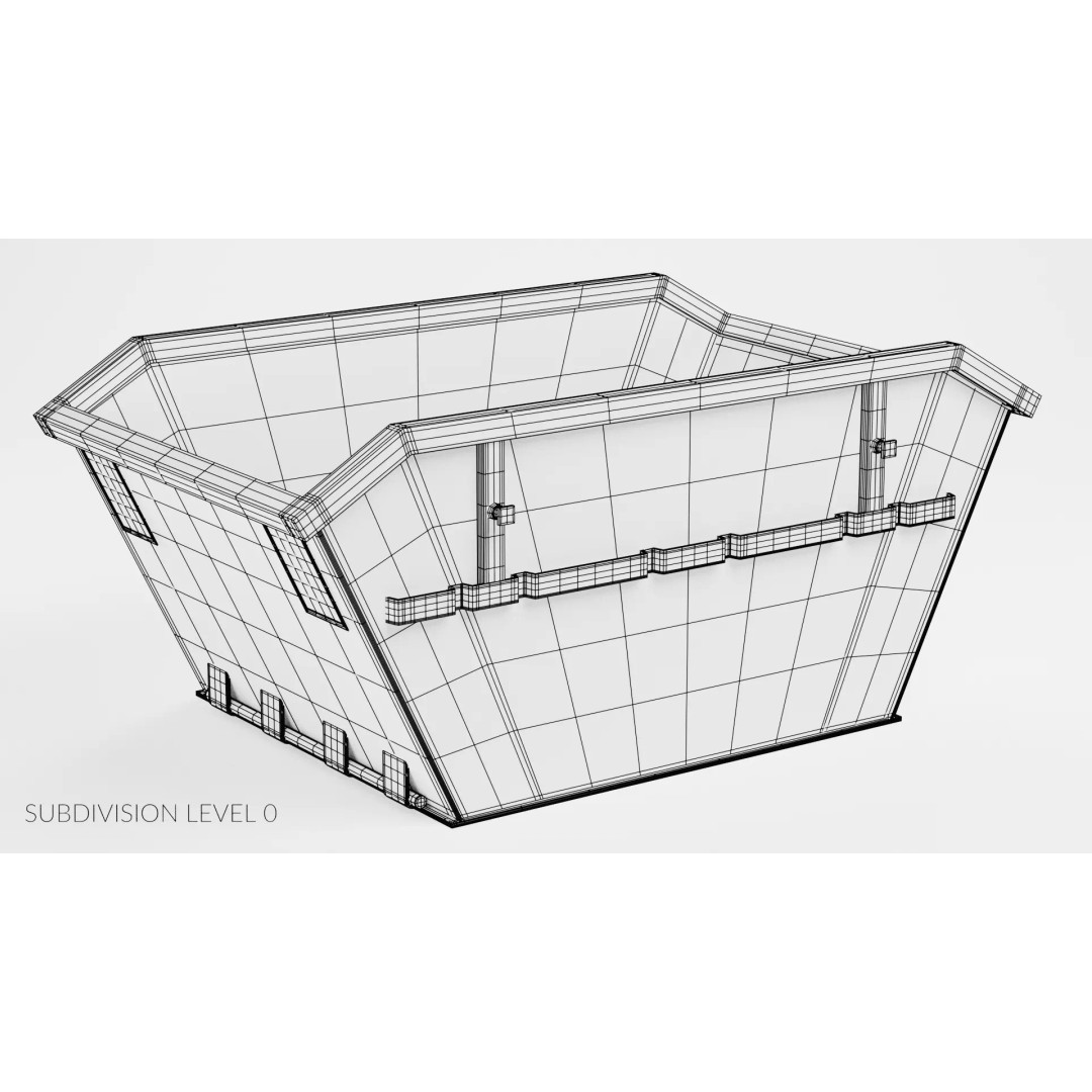 Worn Industrial Skip Container 3D Model – Realistic PBR Asset, Blender - View 9