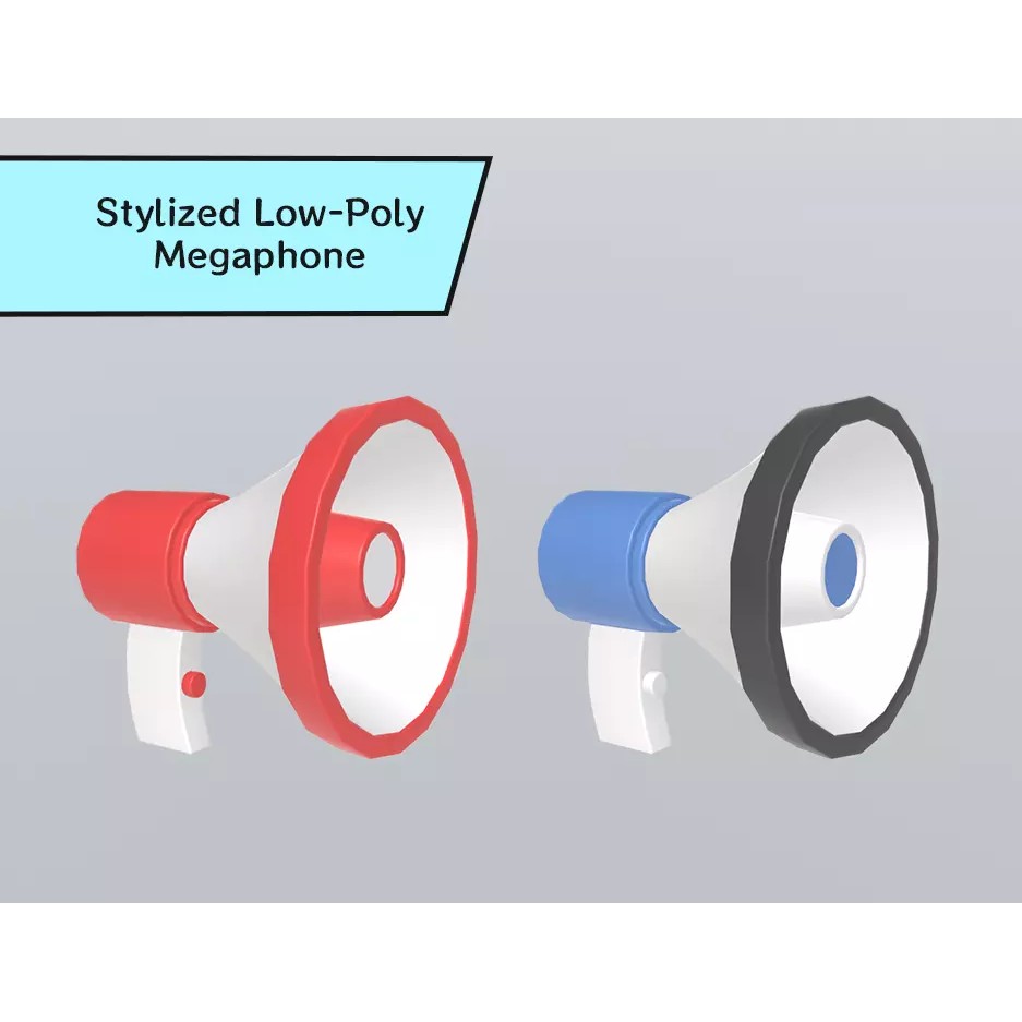 Stylized Megaphone 3D Model – Low Poly Game Asset, FBX, PBR Textures - View 2