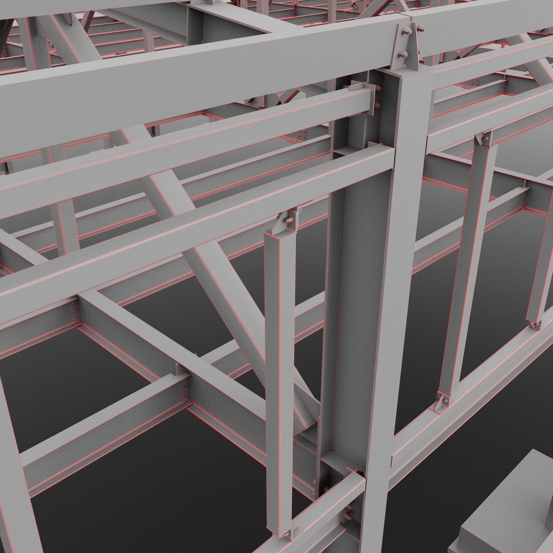 Industrial Metal Building 3D Model – High Poly Game Asset, FBX, OBJ - View 12