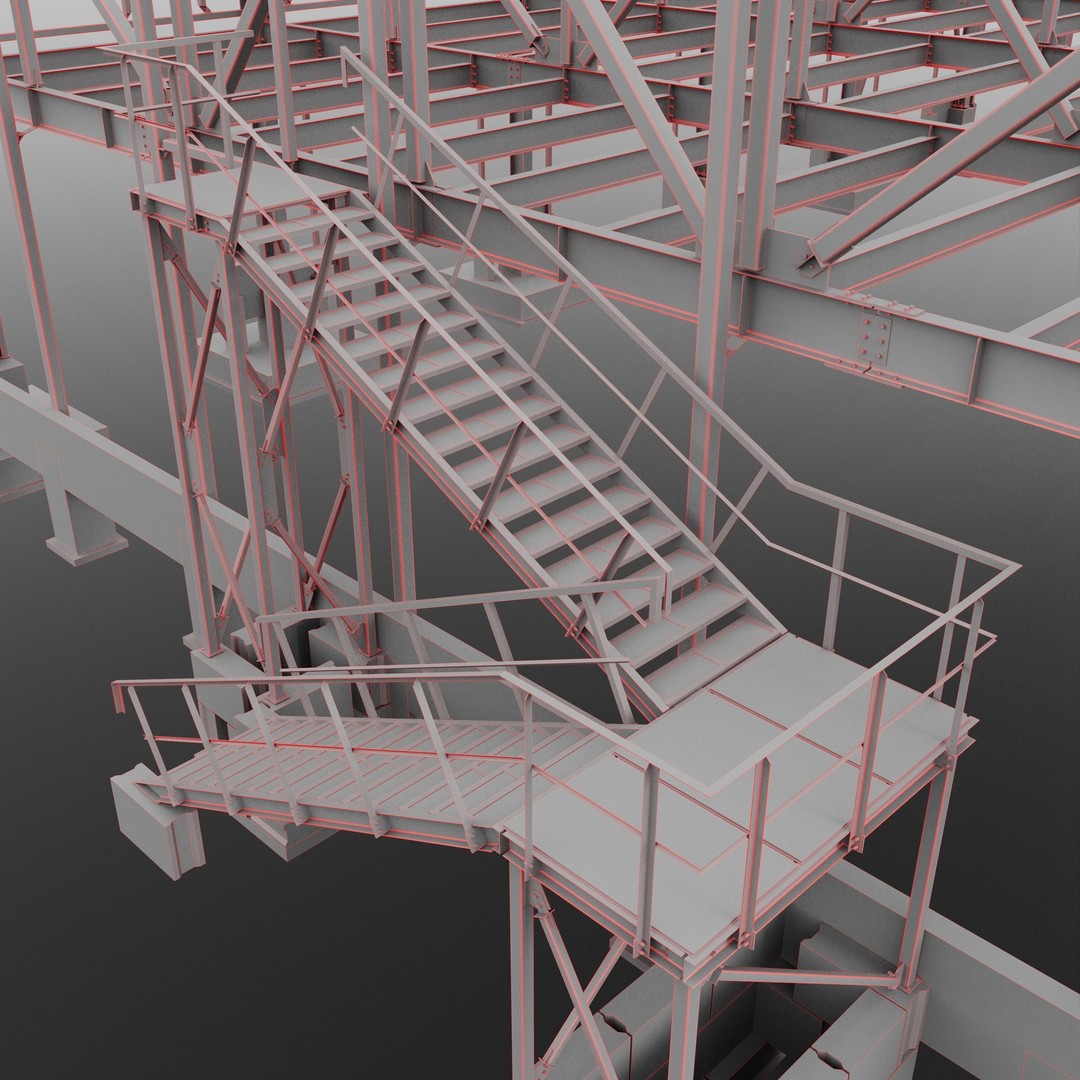 Industrial Metal Building 3D Model – High Poly Game Asset, FBX, OBJ - View 8
