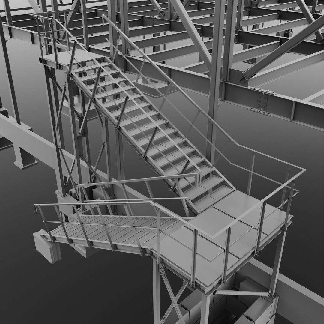 Industrial Metal Building 3D Model – High Poly Game Asset, FBX, OBJ - View 9