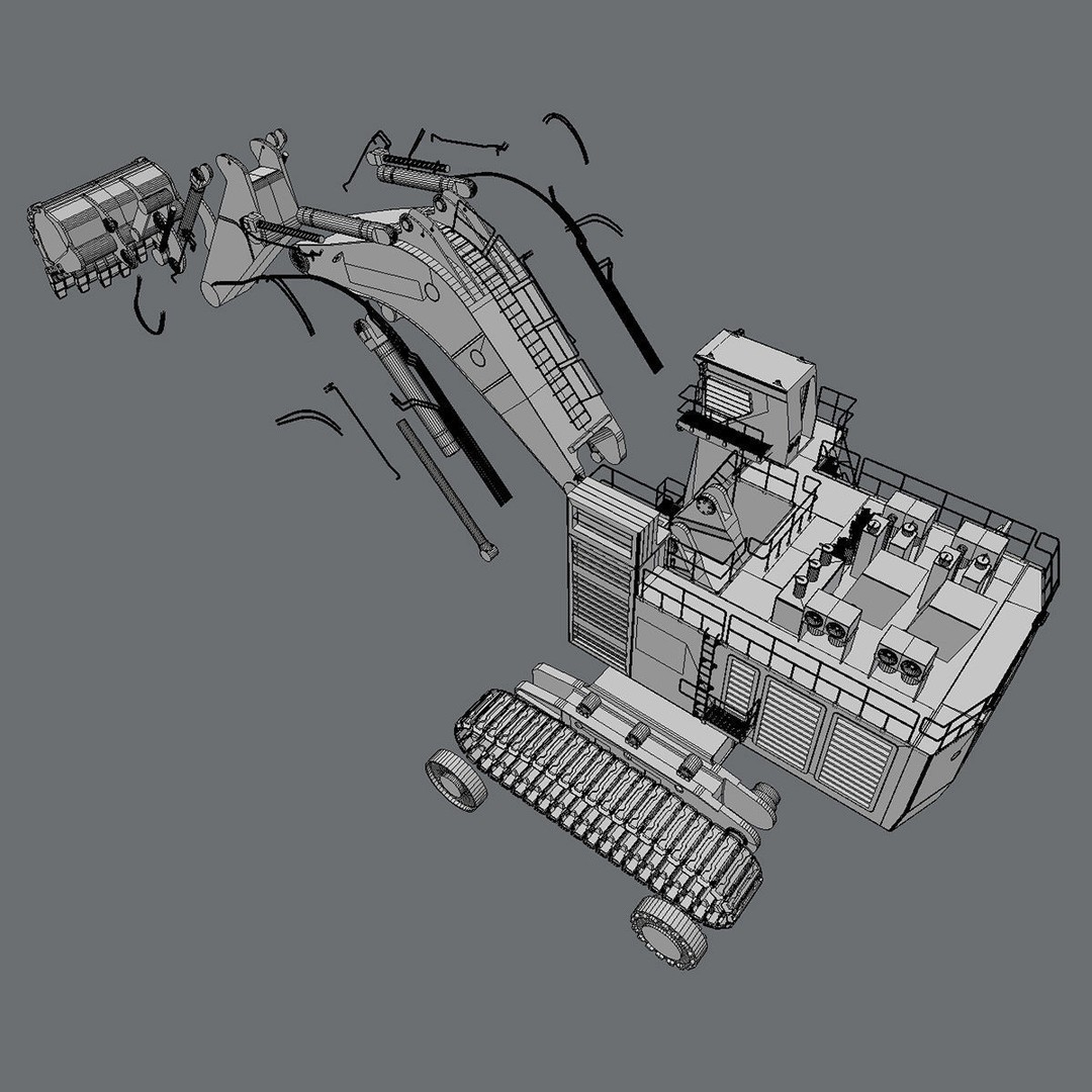 Komatsu PC8000 3D Model – High Poly Backhoe with PBR Textures - View 10