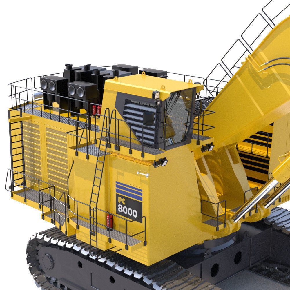 Komatsu PC8000 3D Model – High Poly Backhoe with PBR Textures - View 13