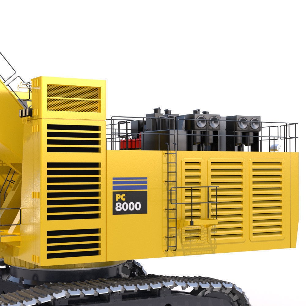 Komatsu PC8000 3D Model – High Poly Backhoe with PBR Textures - View 19