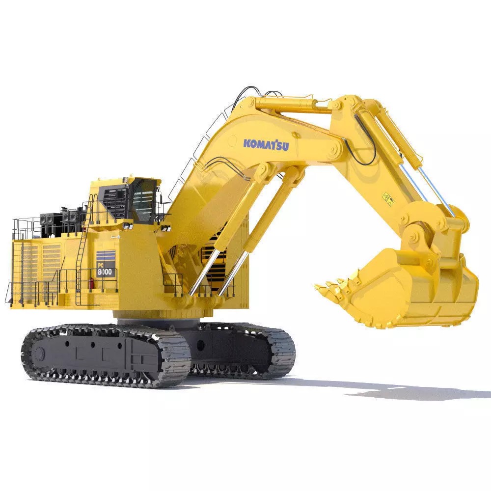 Komatsu PC8000 3D Model – High Poly Backhoe with PBR Textures - View 2