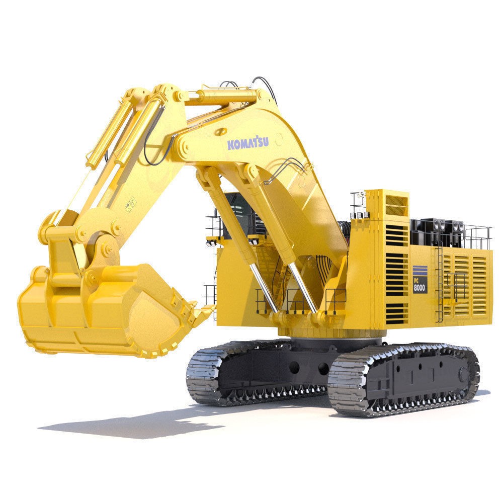 Komatsu PC8000 3D Model – High Poly Backhoe with PBR Textures - View 3