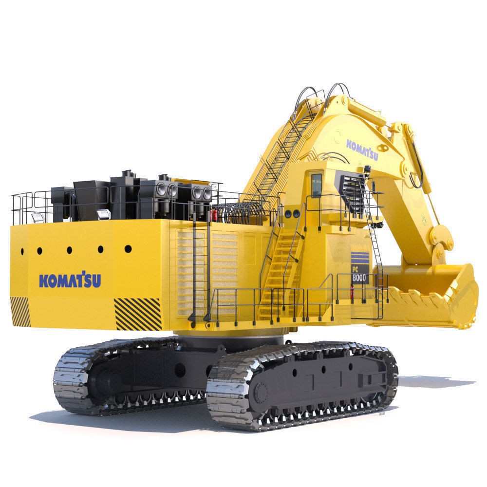 Komatsu PC8000 3D Model – High Poly Backhoe with PBR Textures - View 4