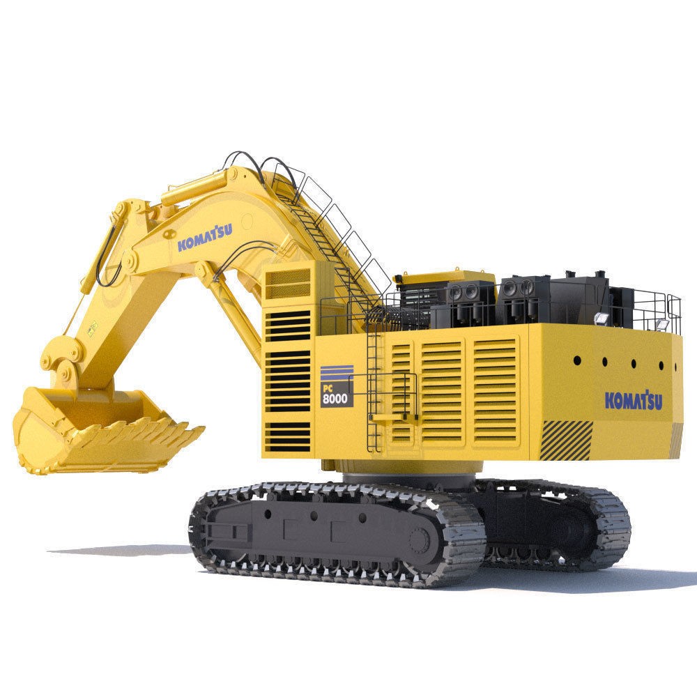 Komatsu PC8000 3D Model – High Poly Backhoe with PBR Textures - View 5