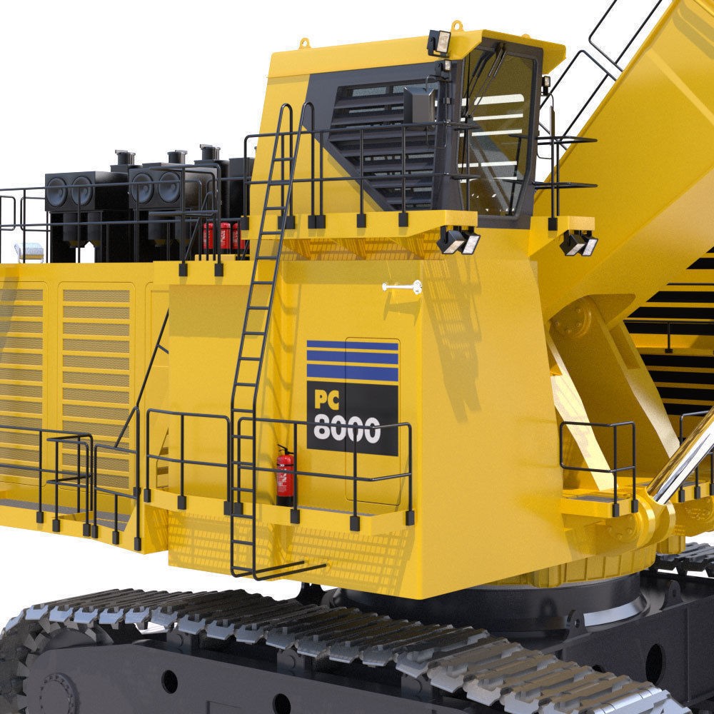 Komatsu PC8000 3D Model – High Poly Backhoe with PBR Textures - View 6