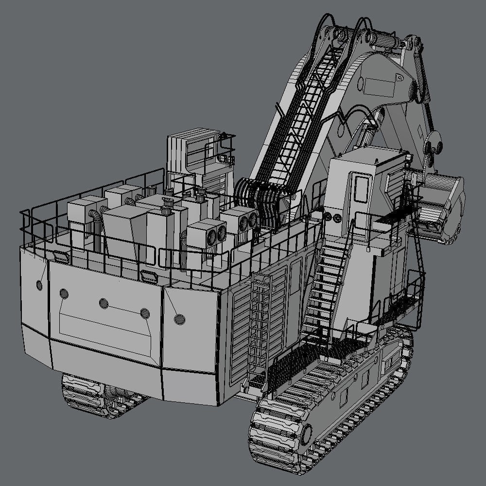 Komatsu PC8000 3D Model – High Poly Backhoe with PBR Textures - View 7
