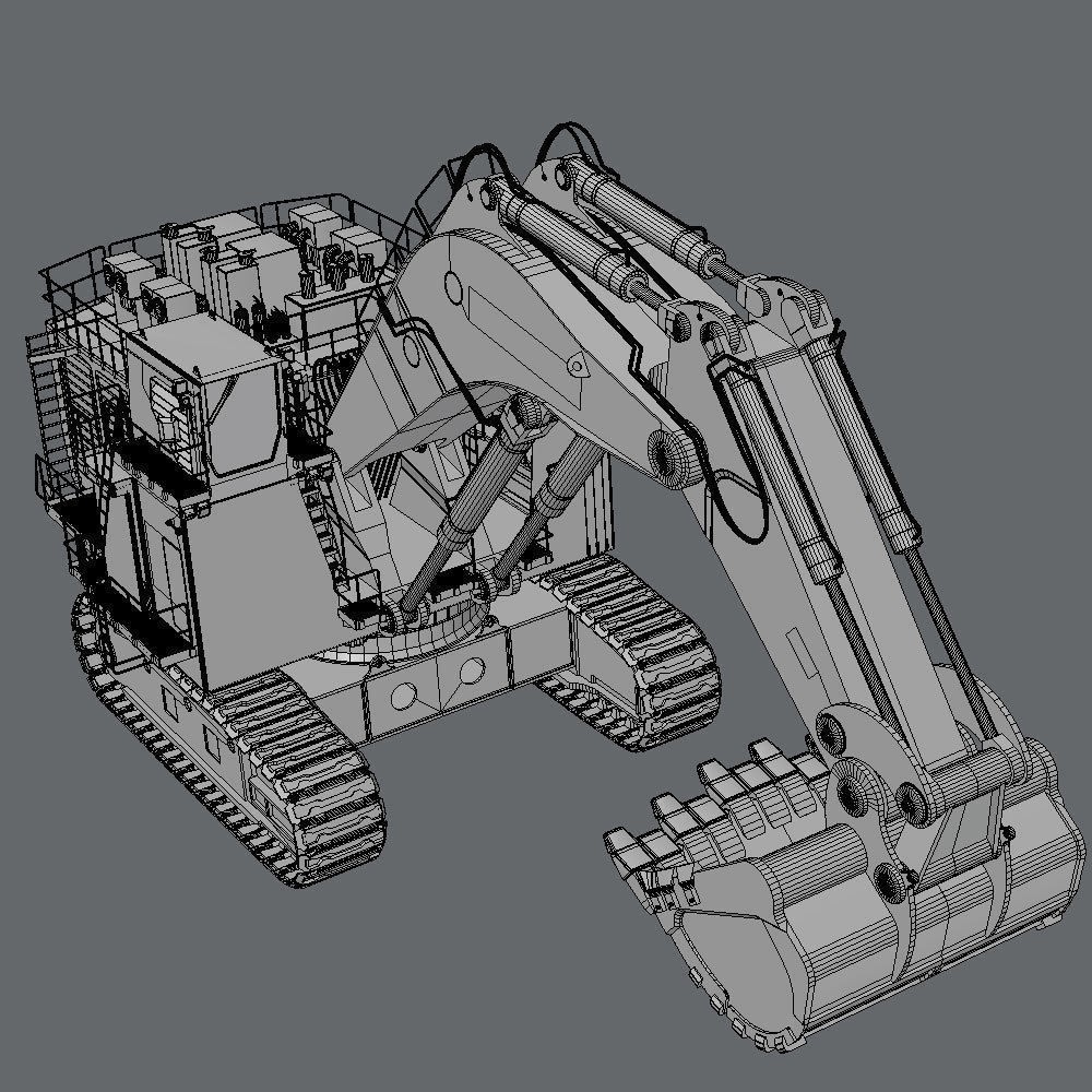 Komatsu PC8000 3D Model – High Poly Backhoe with PBR Textures - View 8