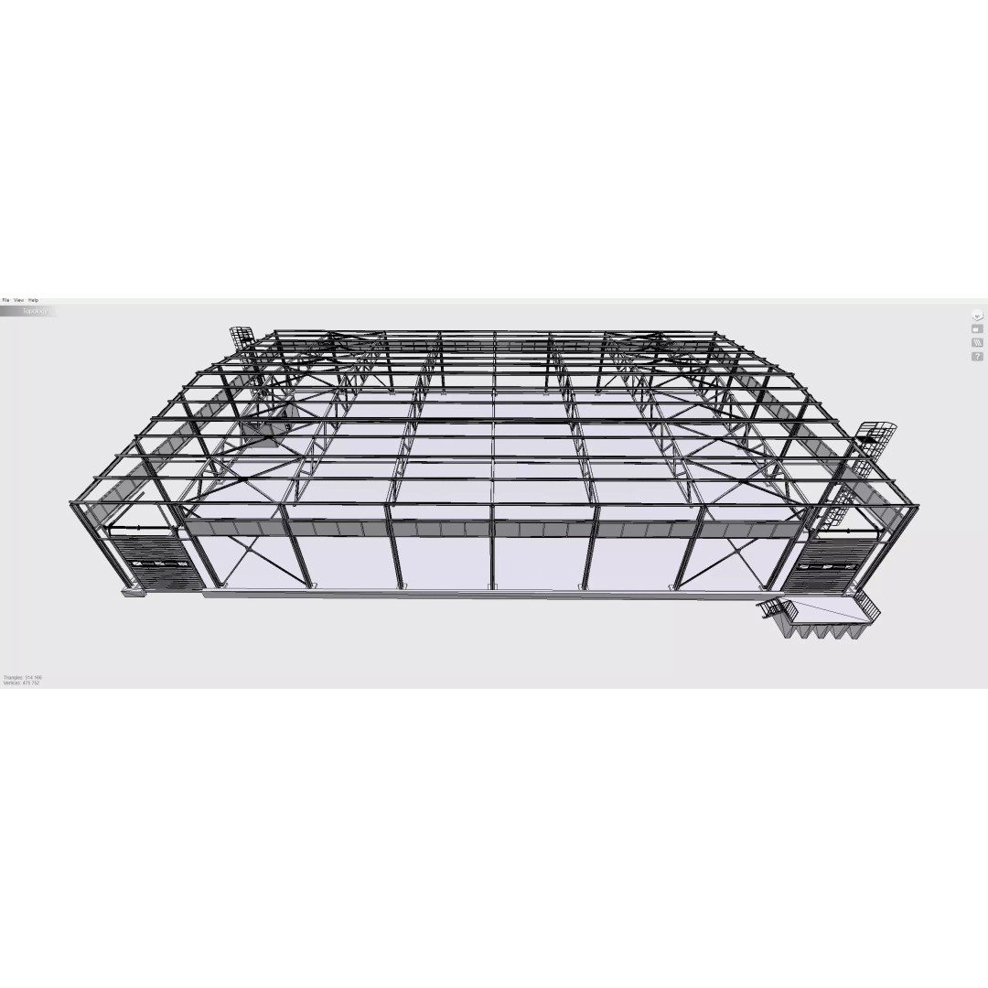 Industrial Metal Hangar 3D Model – High Poly PBR Asset, FBX, OBJ, Blender - View 11