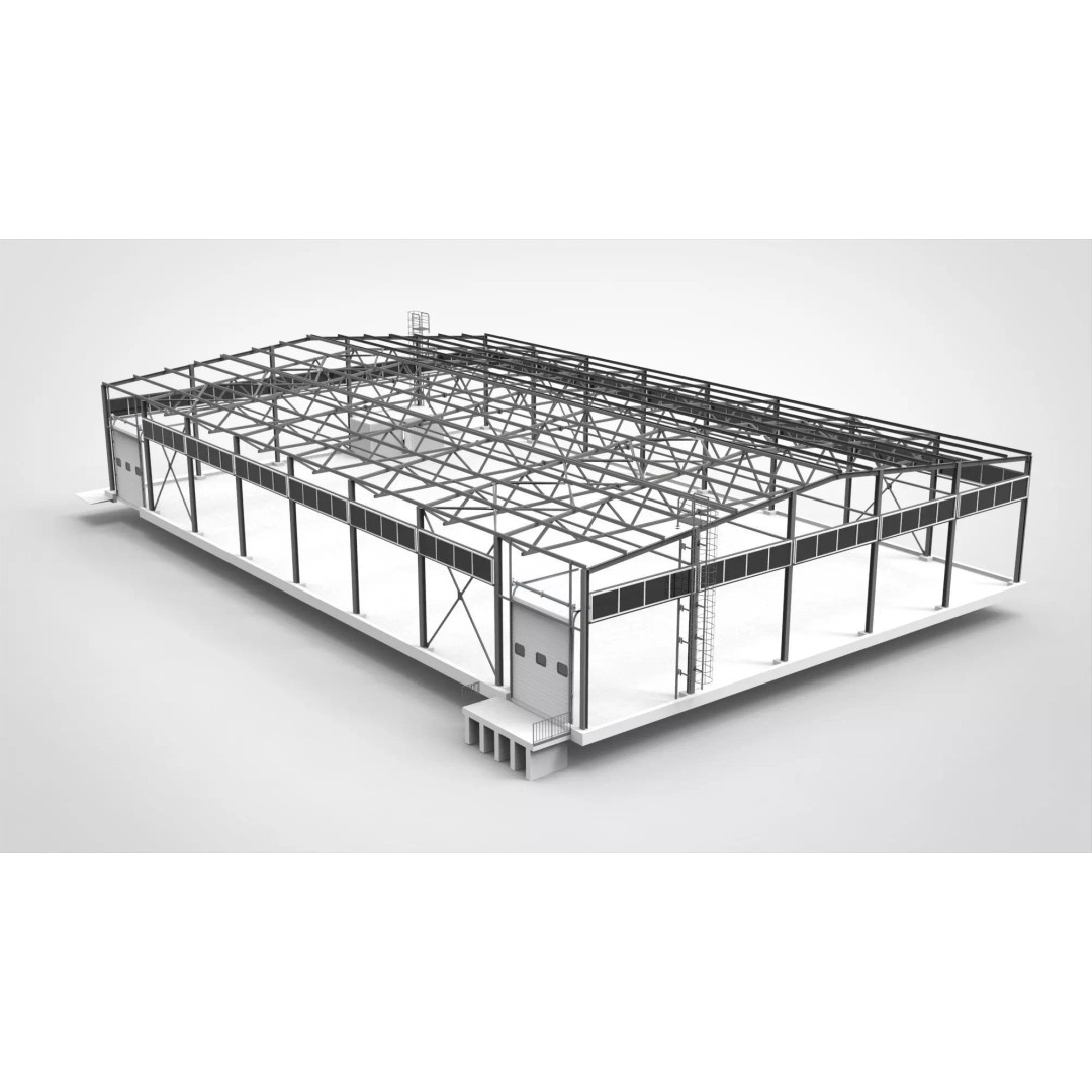 Industrial Metal Hangar 3D Model – High Poly PBR Asset, FBX, OBJ, Blender - View 2