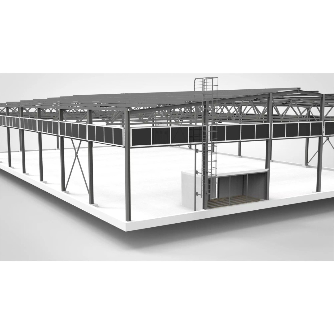 Industrial Metal Hangar 3D Model – High Poly PBR Asset, FBX, OBJ, Blender - View 4