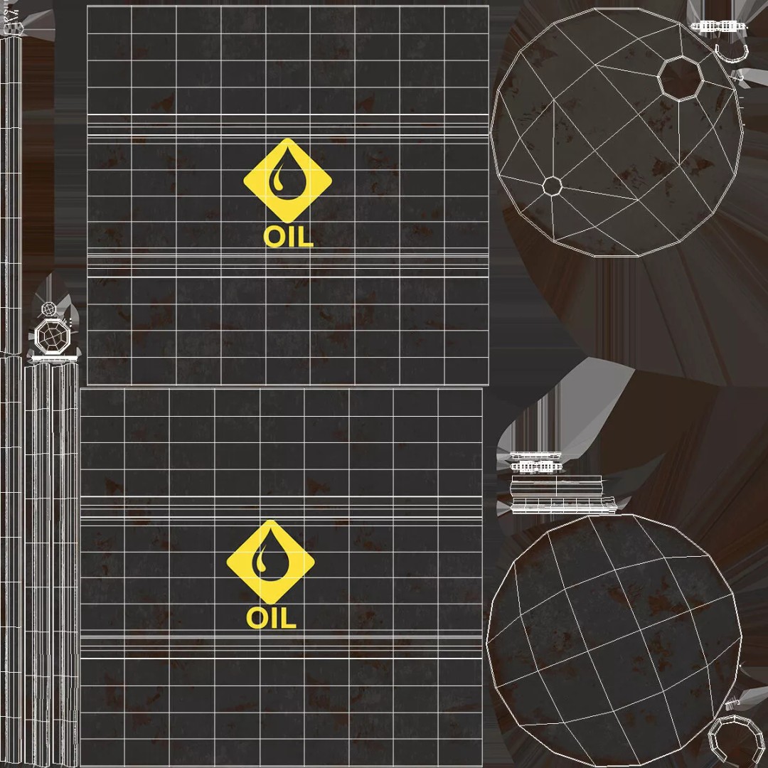 Industrial Drum 3D Model – Crushed Black with Biohazard Symbol, FBX - View 14