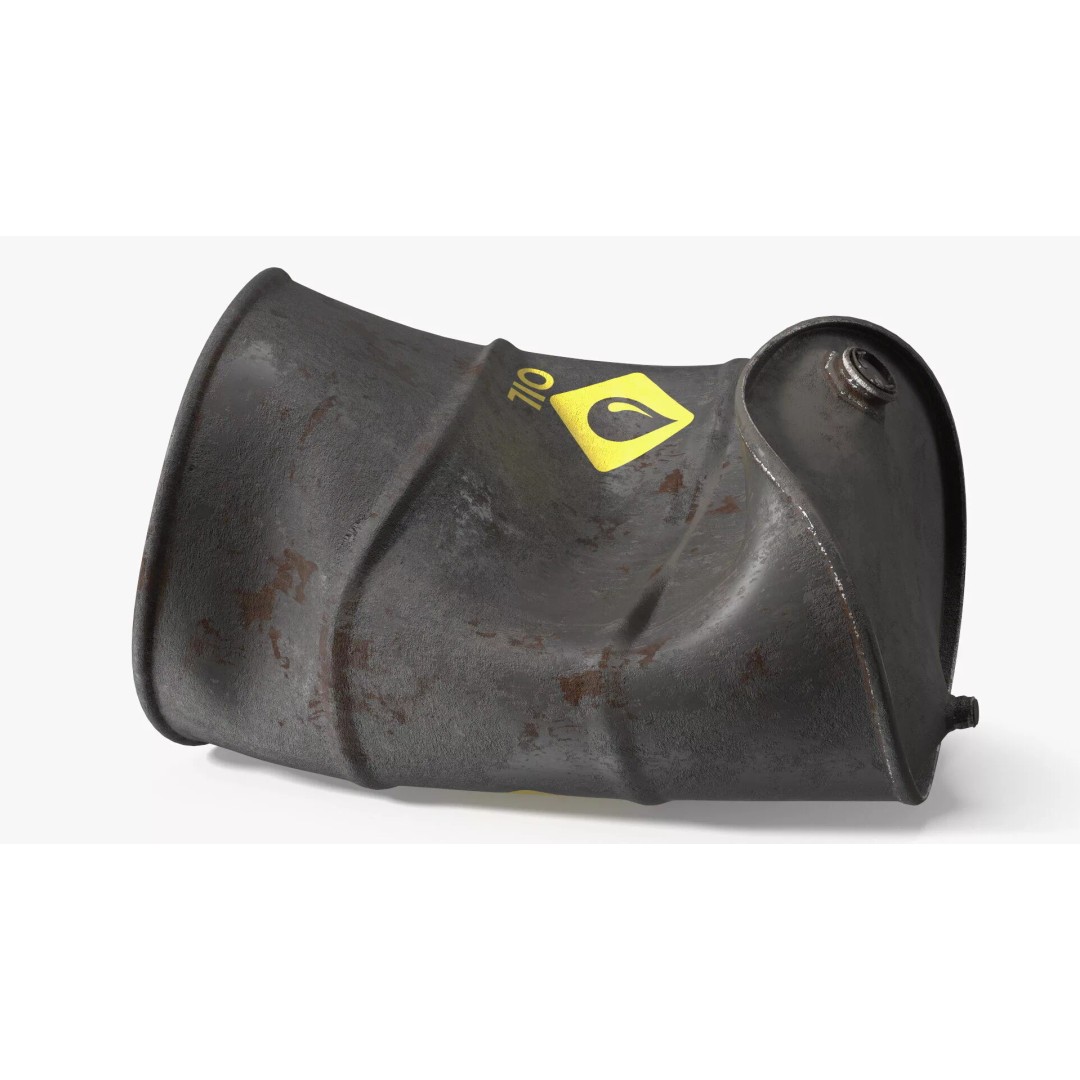 Industrial Drum 3D Model – Crushed Black with Biohazard Symbol, FBX - View 2