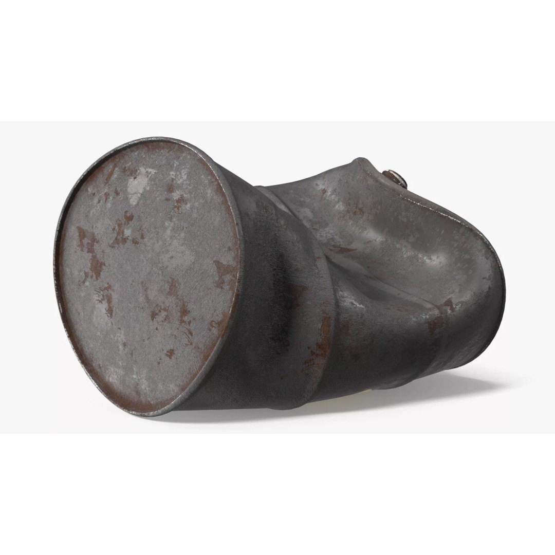 Industrial Drum 3D Model – Crushed Black with Biohazard Symbol, FBX - View 6