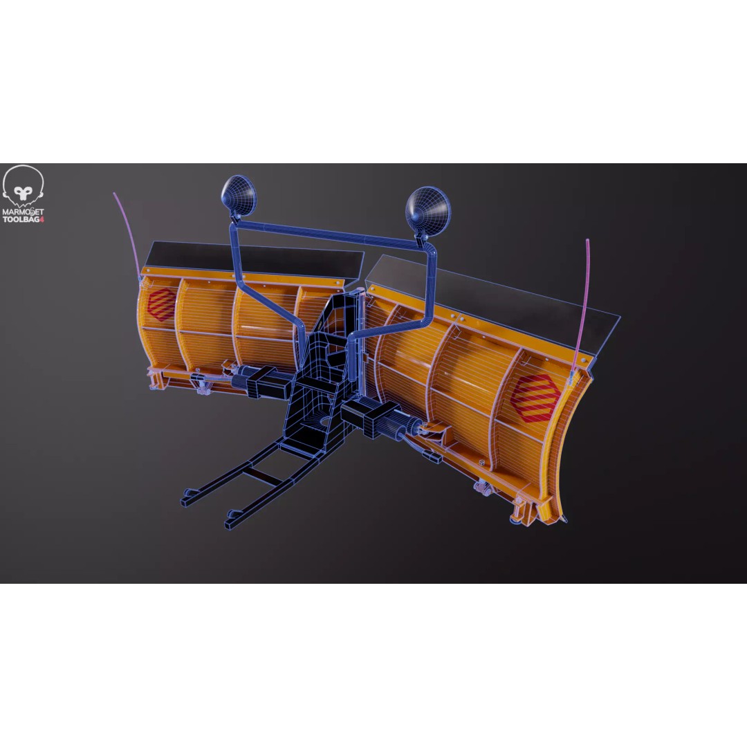 Snowplow V Blade 3D Model – Low Poly PBR Asset, FBX