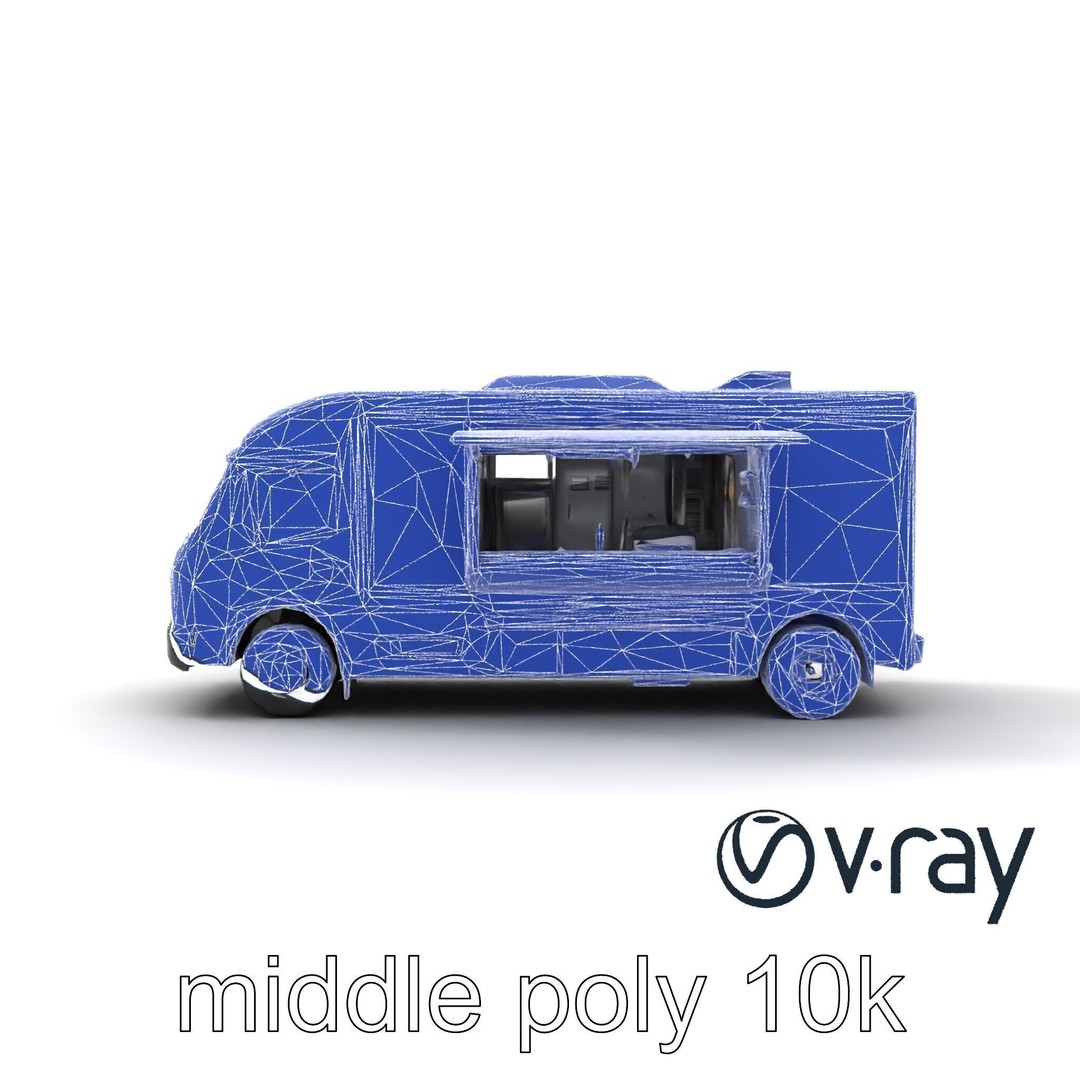 Mobile Catering Truck 3D Model – Low Poly PBR Game Asset, FBX