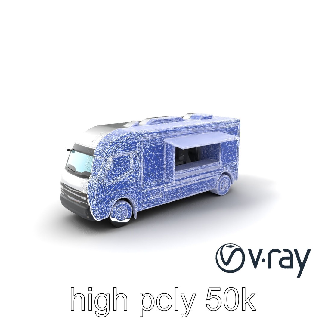 Mobile Catering Truck 3D Model – Low Poly PBR Game Asset, FBX - View 11
