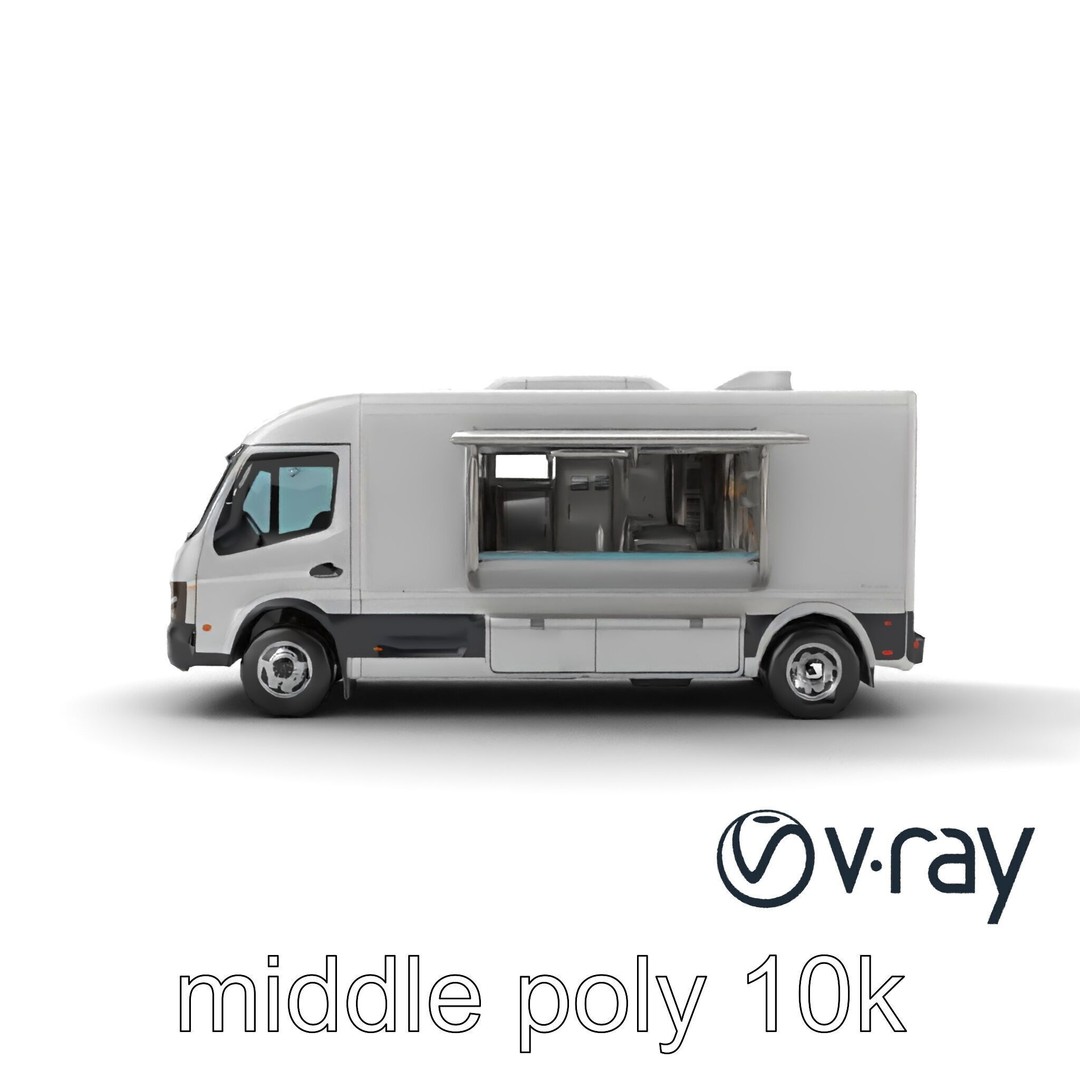 Mobile Catering Truck 3D Model – Low Poly PBR Game Asset, FBX - View 12