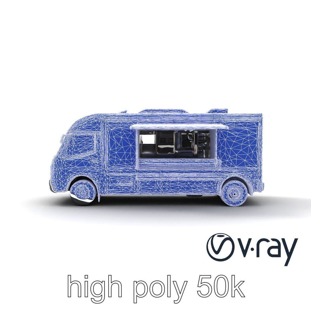 Mobile Catering Truck 3D Model – Low Poly PBR Game Asset, FBX - View 13